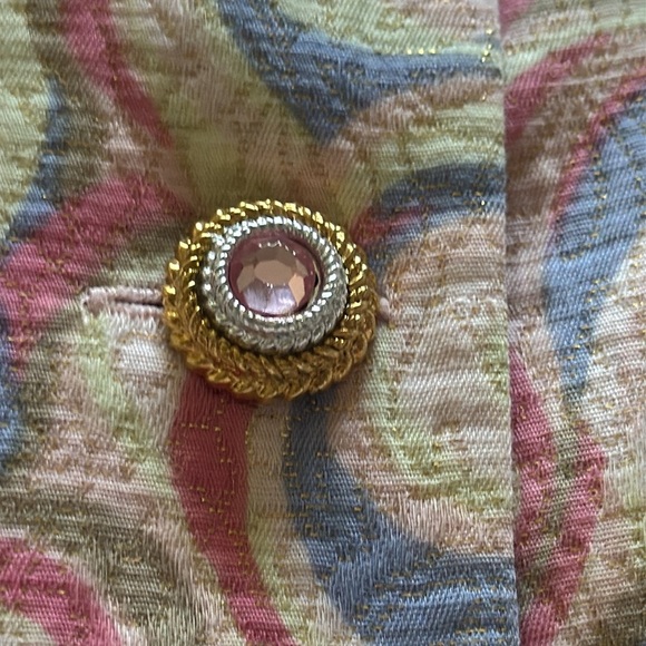 Anne Crimmins For UMI Collections jacquard embellished buttons blazer Sz 4 - Picture 6 of 7